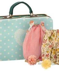 Maileg Micro Suitcase with 2 Dresses for Girl