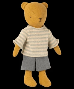 Maileg Light Blue and Natural Shirt and Shorts for Junior Teddy