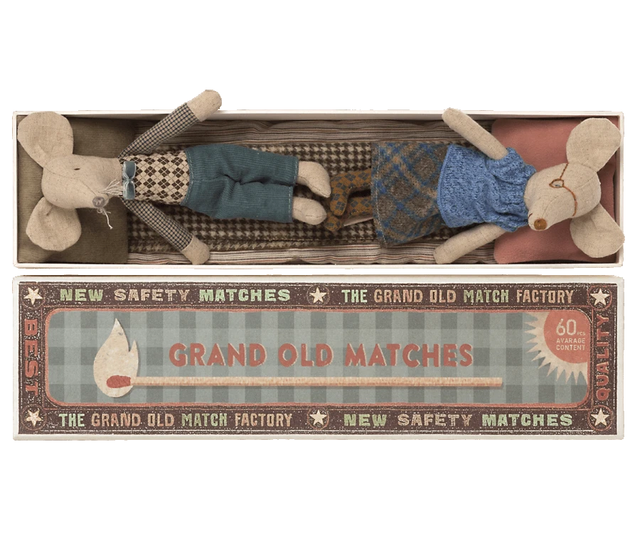 Maileg Grandma and Grandpa Mice in Matchbox 1 Maileg Grandma and Grandpa Mice in Matchbox