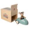 Maileg Mouse with vintage car and garage - Blue